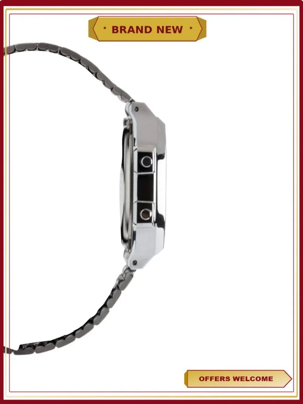 Casio Stainless Steel Digital Wristwatch Silver Black Retro Classic